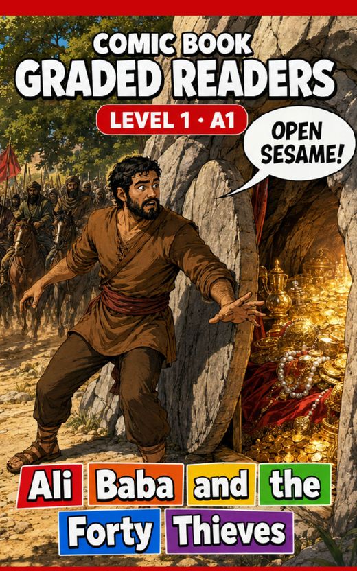 Cover of Ali Baba and the Forty Thieves – A1 English comic book graded reader