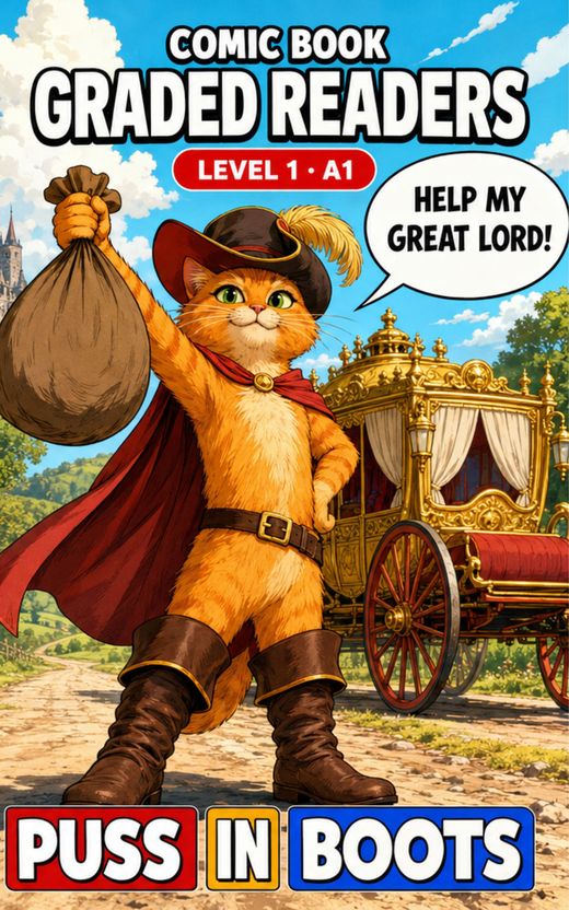 Cover of Puss in Boots – A1 English comic book graded reader