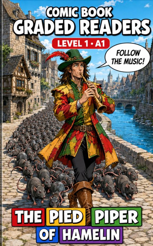 Cover of The Pied Piper of Hamelin – A1 English comic book graded reader