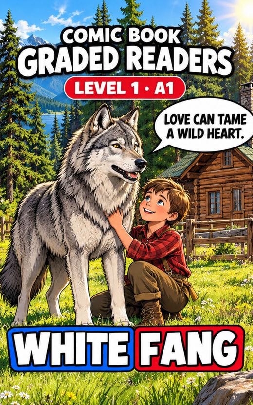 Cover of White Fang – A1 English comic book graded reader